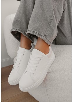 Biało-Beżowe Klasyczne Sznurowane Sneakersy na Grubej Podeszwie Tiadorae ze sklepu born2be.pl w kategorii Buty sportowe damskie - zdjęcie 180369185