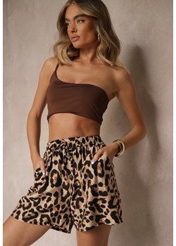 Brązowe Panterkowe Szorty High Waist Revaisae ze sklepu renee.pl w kategorii Szorty - zdjęcie 180371239