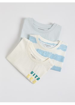 Reserved - Bawełniany t-shirt 3 pack - złamana biel ze sklepu Reserved w kategorii T-shirty chłopięce - zdjęcie 180379867