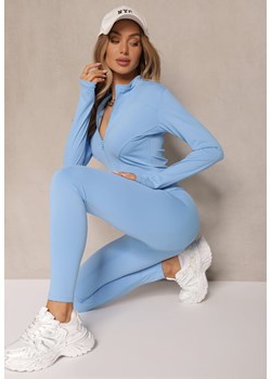 Jasnoniebieski Komplet Sportowy Legginsy i Bluza z Wycięciem na Kciuk Redarose ze sklepu renee.pl w kategorii Komplety i garnitury damskie - zdjęcie 180388895