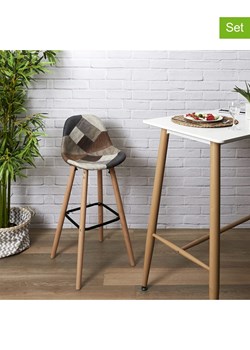 THE HOME DECO FACTORY Hockery barowe (2 szt.) w kolorze brązowo-kremowym - 39 x 92,5 x 45 cm ze sklepu Limango Polska w kategorii Pufy i siedziska - zdjęcie 180389999