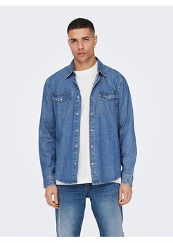 ONLY &amp; SONS Koszula dżinsowa - Regular fit - w kolorze niebieskim ze sklepu Limango Polska w kategorii Koszule męskie - zdjęcie 180395249