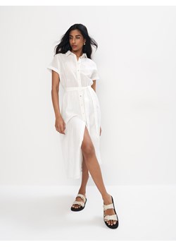 Mohito - Koszulowa sukienka midi - kremowy ze sklepu Mohito w kategorii Sukienki - zdjęcie 180396016