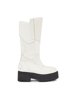 Kozaki Tommy Jeans Tjw Long Shaft Biker Boot EN0EN02376 Biały ze sklepu eobuwie.pl w kategorii Workery damskie - zdjęcie 180397147