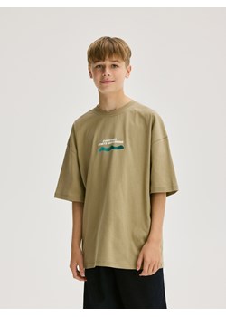 Reserved - T-shirt oversize - oliwkowy ze sklepu Reserved w kategorii T-shirty chłopięce - zdjęcie 180404878