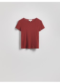 Reserved - Bawełniany t-shirt slim fit - ciemnofioletowy ze sklepu Reserved w kategorii Bluzki damskie - zdjęcie 180405576