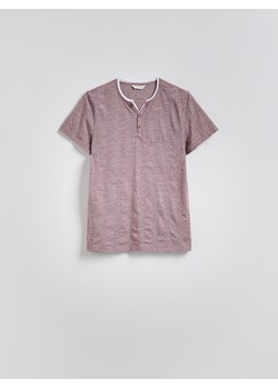 Reserved - T-shirt henley slim fit - bordowy ze sklepu Reserved w kategorii T-shirty męskie - zdjęcie 180405708