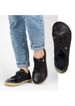 Buty damskie barefoot minimalistyczne skórzane 0771W czarne jeans ze sklepu butyolivier w kategorii Półbuty męskie - zdjęcie 180405839