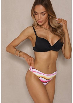 Czarno-Różowe Bikini Majtki Figi Ozdobione Nadrukiem i Biustonosz Natinalia ze sklepu renee.pl w kategorii Stroje kąpielowe - zdjęcie 180406007