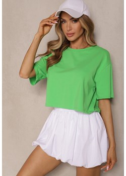 Jasnozielony T-shirt o Fasonie Cropped Oversize Brighta ze sklepu renee.pl w kategorii Bluzki damskie - zdjęcie 180406026