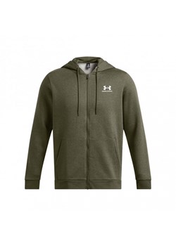 Męska bluza dresowa rozpinana z kapturem Under Armour UA Essential Fleece Fz Hood - oliwkowa/khaki ze sklepu Sportstylestory.com w kategorii Bluzy męskie - zdjęcie 180408178