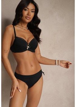 Czarne Bikini Majtki Figi z Regulacją i Biustonosz z Ozdobą Natrissa ze sklepu renee.pl w kategorii Stroje kąpielowe - zdjęcie 180409169