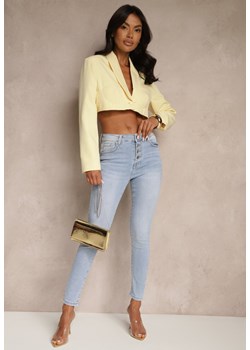 Jasnoniebieskie Jeansy Skinny z Bawełną High Waist Ozdobione Guzikami Felariel ze sklepu renee.pl w kategorii Jeansy damskie - zdjęcie 180409238