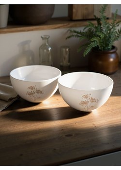 Sinsay - Kamionkowa miska z kwiatowym motywem 2 pack - kremowy ze sklepu Sinsay w kategorii Dom - zdjęcie 180413767