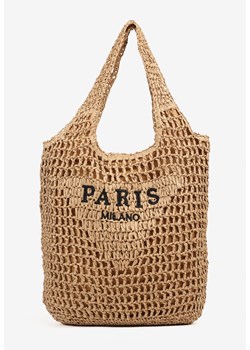 Ciemnobeżowa Torebka Shopper z Plecionką i Napisami Navessa ze sklepu born2be.pl w kategorii Torby letnie - zdjęcie 180414687