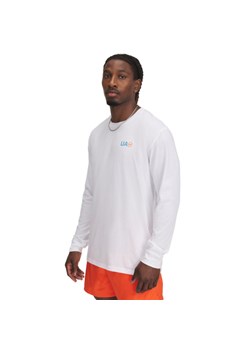 Męski longsleeve z nadrukiem Under Armour UA Workwear Logo - biały ze sklepu Sportstylestory.com w kategorii T-shirty męskie - zdjęcie 180416528