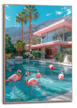 Orangewallz Druk artystyczny &quot;Flamingo Pool Party&quot; w ramce - 50 x 70 cm ze sklepu Limango Polska w kategorii Obrazy - zdjęcie 180417129