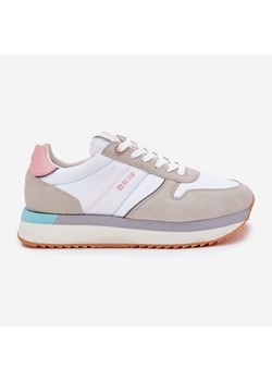 Zamszowe Sneakersy Damskie Big Star RR274A047 HI-POLY System Beżowo-Białe beżowy ze sklepu ButyModne.pl w kategorii Buty sportowe damskie - zdjęcie 180418156