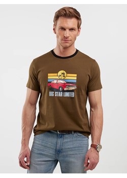 Koszulka męska z kolorowym nadrukiem khaki Ralier 303 ze sklepu Big Star w kategorii T-shirty męskie - zdjęcie 180426858