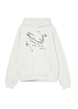 Cropp - Jasnoszara bluza hoodie z nadrukiem - jasny szary ze sklepu Cropp w kategorii Bluzy męskie - zdjęcie 180427206