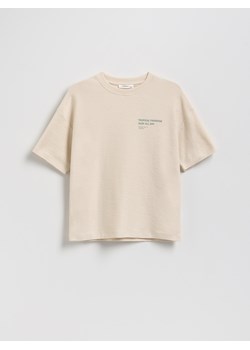 Reserved - T-shirt oversize - beżowy ze sklepu Reserved w kategorii T-shirty chłopięce - zdjęcie 180427816