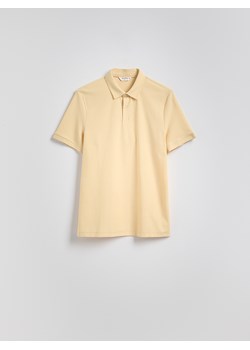 Reserved - Polo z merceryzowanej bawełny - jasnożółty ze sklepu Reserved w kategorii T-shirty męskie - zdjęcie 180428319