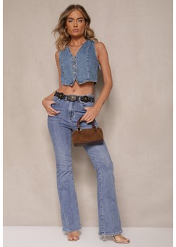 Niebieskie Jeansy o Kroju Flare High Waist Linsora ze sklepu renee.pl w kategorii Jeansy damskie - zdjęcie 180429249