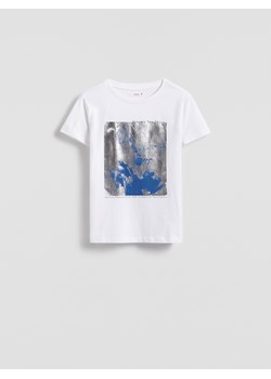 Reserved - Bawełniany t-shirt z nadrukiem - biały ze sklepu Reserved w kategorii Bluzki damskie - zdjęcie 180430475