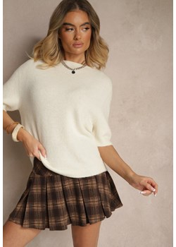 Jasnobeżowy Sweter o Fasonie T-shirtu z Wełną Dannirae ze sklepu renee.pl w kategorii Swetry damskie - zdjęcie 180437106