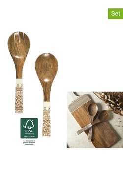 Ethnical Life Sztućce sałatkowe (2 szt.) w kolorze brązowo-beżowym - dł. 30 cm ze sklepu Limango Polska w kategorii Sztućce - zdjęcie 180439246