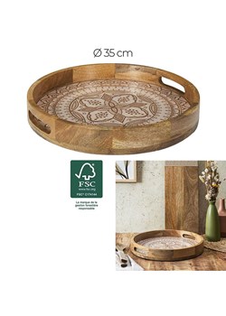 Ethnical Life Taca w kolorze beżowo-brązowym -  Ø 35 cm ze sklepu Limango Polska w kategorii Misy i tace dekoracyjne - zdjęcie 180439257