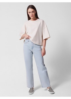 Damskie jeansy straight Outhorn  OTHWSS24TTROF723 - niebieskie ze sklepu Sportstylestory.com w kategorii Jeansy damskie - zdjęcie 180442308