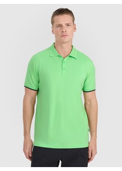 Męska koszulka polo 4F 4FRSS25TPTSM633 - zielona ze sklepu Sportstylestory.com w kategorii T-shirty męskie - zdjęcie 180442429