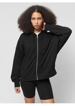 Damska bluza dresowa rozpinana z kapturem Outhorn OTHWSS24TSWSF1666 - czarna ze sklepu Sportstylestory.com w kategorii Bluzy damskie - zdjęcie 180442446