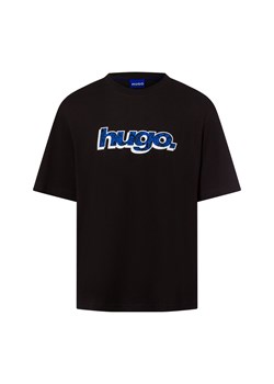 HUGO BLUE Koszulka męska - Nugibol Mężczyźni Bawełna czarny jednolity ze sklepu vangraaf w kategorii T-shirty męskie - zdjęcie 180447219