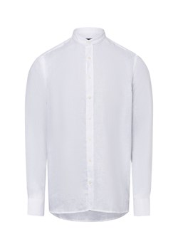 Bugatti Męska koszula casual - mandarynka Mężczyźni Slim Fit len biały jednolity ze sklepu vangraaf w kategorii Koszule męskie - zdjęcie 180447257