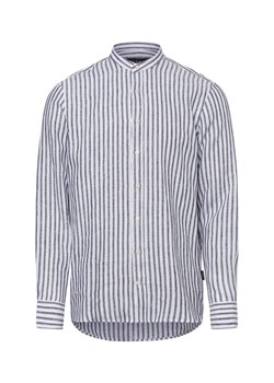 Bugatti Męska koszula lniana na co dzień Mężczyźni Slim Fit len czarny w paski ze sklepu vangraaf w kategorii Koszule męskie - zdjęcie 180447268