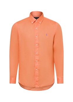 Polo Ralph Lauren Męska koszula lniana na co dzień Mężczyźni Modern Fit len pomarańczowy jednolity ze sklepu vangraaf w kategorii Koszule męskie - zdjęcie 180447327