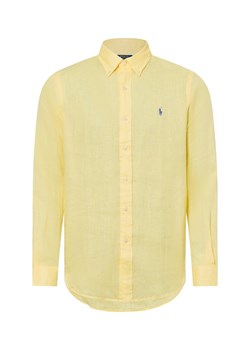 Polo Ralph Lauren Męska koszula lniana na co dzień Mężczyźni Modern Fit len żółty jednolity ze sklepu vangraaf w kategorii Koszule męskie - zdjęcie 180447328