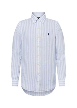 Polo Ralph Lauren Męska koszula lniana na co dzień Mężczyźni Modern Fit len jasnoniebieski w paski ze sklepu vangraaf w kategorii Koszule męskie - zdjęcie 180447335