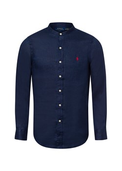 Polo Ralph Lauren Męska koszula lniana Mężczyźni Slim Fit len granatowy jednolity ze sklepu vangraaf w kategorii Koszule męskie - zdjęcie 180447389