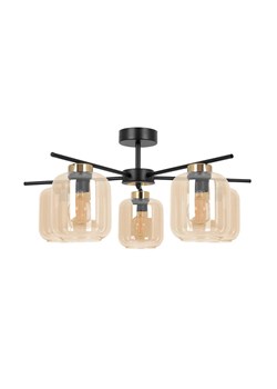 Sufitowa lampa z pięcioma szklanymi kloszami beżowa N7-G89 ze sklepu Edinos.pl w kategorii Lampy sufitowe - zdjęcie 180449285