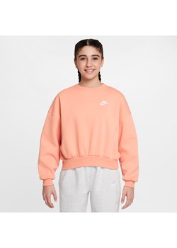 Dziewczęca bluza dresowa o pudełkowym kroju z półokrągłym dekoltem Nike Sportswear Club Fleece - Pomarańczowy ze sklepu Nike poland w kategorii Bluzy damskie - zdjęcie 180449936
