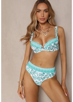 Jasnozielone Bikini Zdobione Ornamentalnym Printem Biustonosz i Figi Mirulea ze sklepu renee.pl w kategorii Stroje kąpielowe - zdjęcie 180451038