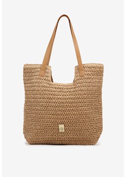 Ciemnobeżowa Pleciona Torebka Shopper Feleindra ze sklepu born2be.pl w kategorii Torby letnie - zdjęcie 180451757