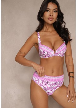 Fuksjowe Bikini Zdobione Ornamentalnym Printem Biustonosz i Figi Mirulea ze sklepu renee.pl w kategorii Stroje kąpielowe - zdjęcie 180452767