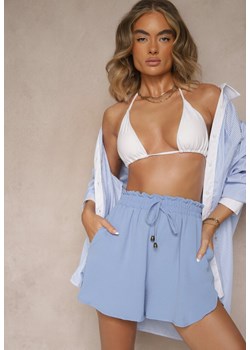Niebieskie Szorty High Waist o Luźnym Kroju Mevaluna ze sklepu renee.pl w kategorii Szorty - zdjęcie 180452877