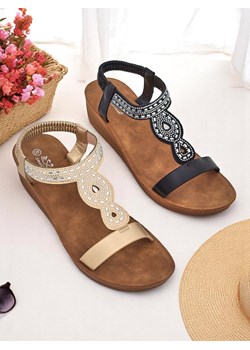 Royalfashion Damskie sandały na koturnie z cyrkoniami Agaya ze sklepu royalfashion.pl w kategorii Sandały damskie - zdjęcie 180456759
