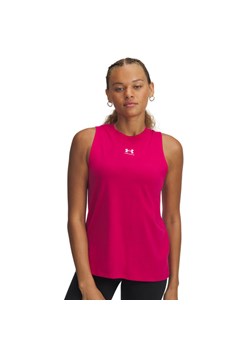 Damski top z nadrukiem Under Armour UA Rival Muscle Tank - różowy ze sklepu Sportstylestory.com w kategorii Bluzki damskie - zdjęcie 180456987