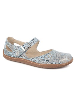 Olivier Damskie buty barefoot ze skóry naturalnej z printem 1284 błękitne niebieskie ze sklepu ButyModne.pl w kategorii Półbuty damskie - zdjęcie 180457607